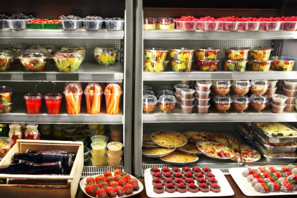 A colorful, flexible stand-up pouch for food packaging with resealable zipper